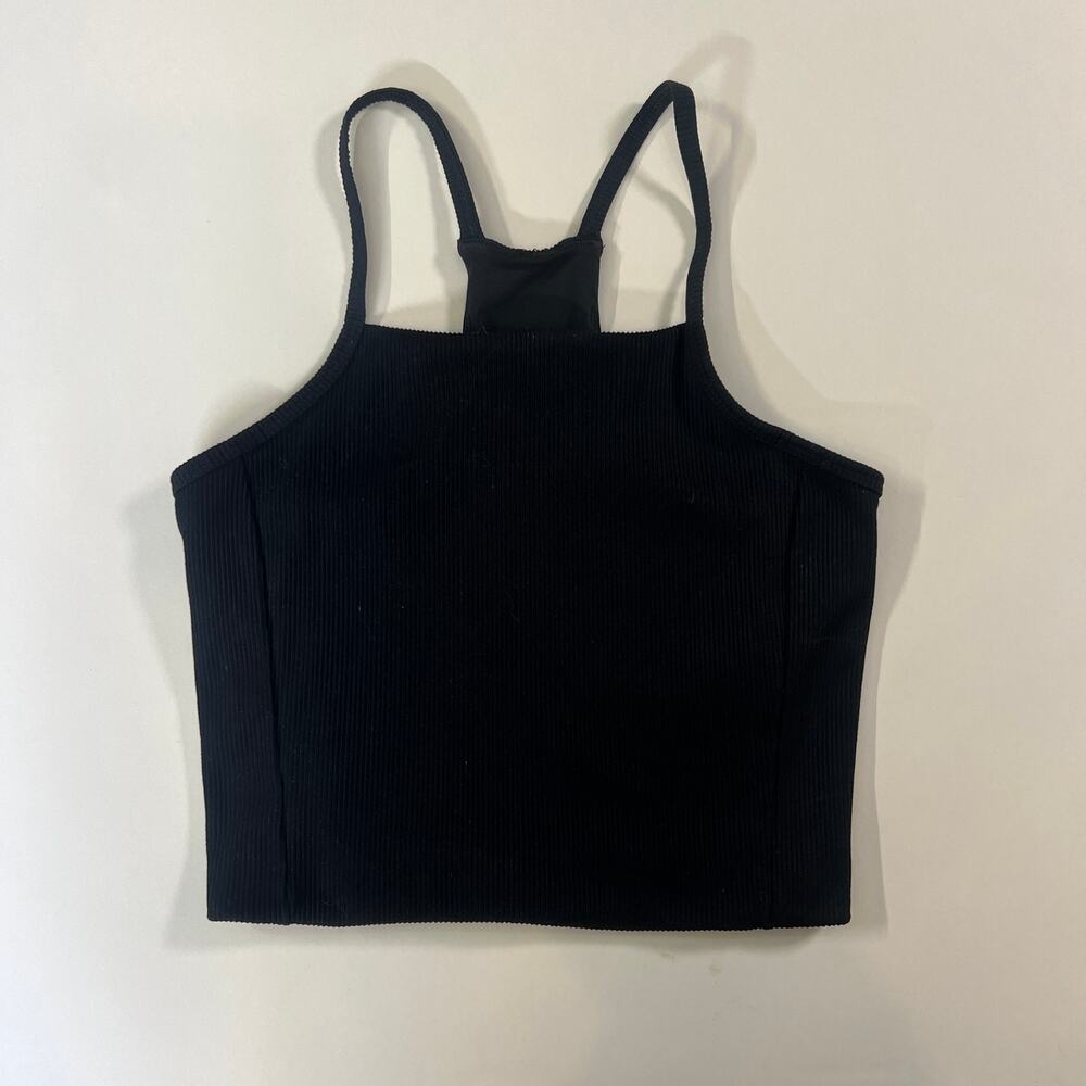 The North Face Women's Black Ribbed Cropped Tank Top Activewear Yoga Gym XSmall